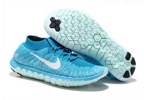 Nike Free Flyknit 3.0 Womens Shoes Sky Blue White Hong Kong